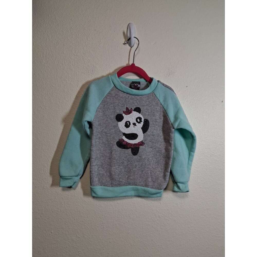 Real Love Sweatshirt Dancing Panda Sequins Casual Toddler Girls Size 4T